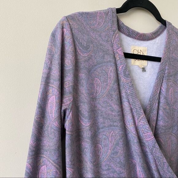Nwot-Chaser-Purple Paisley Cozy Knit Jumpsuit - Picture 7 of 15